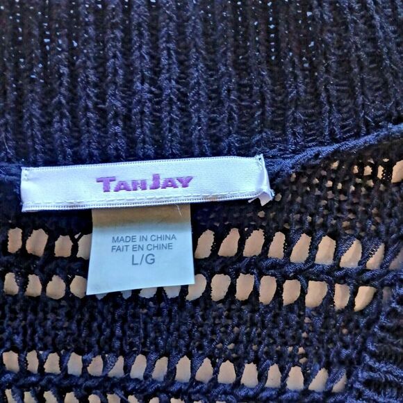 Nwt TanJay Large Black Y2K Cardigan, Very Boho Chic Retro 62% Acrylic, 38% Nylon - Picture 2 of 10
